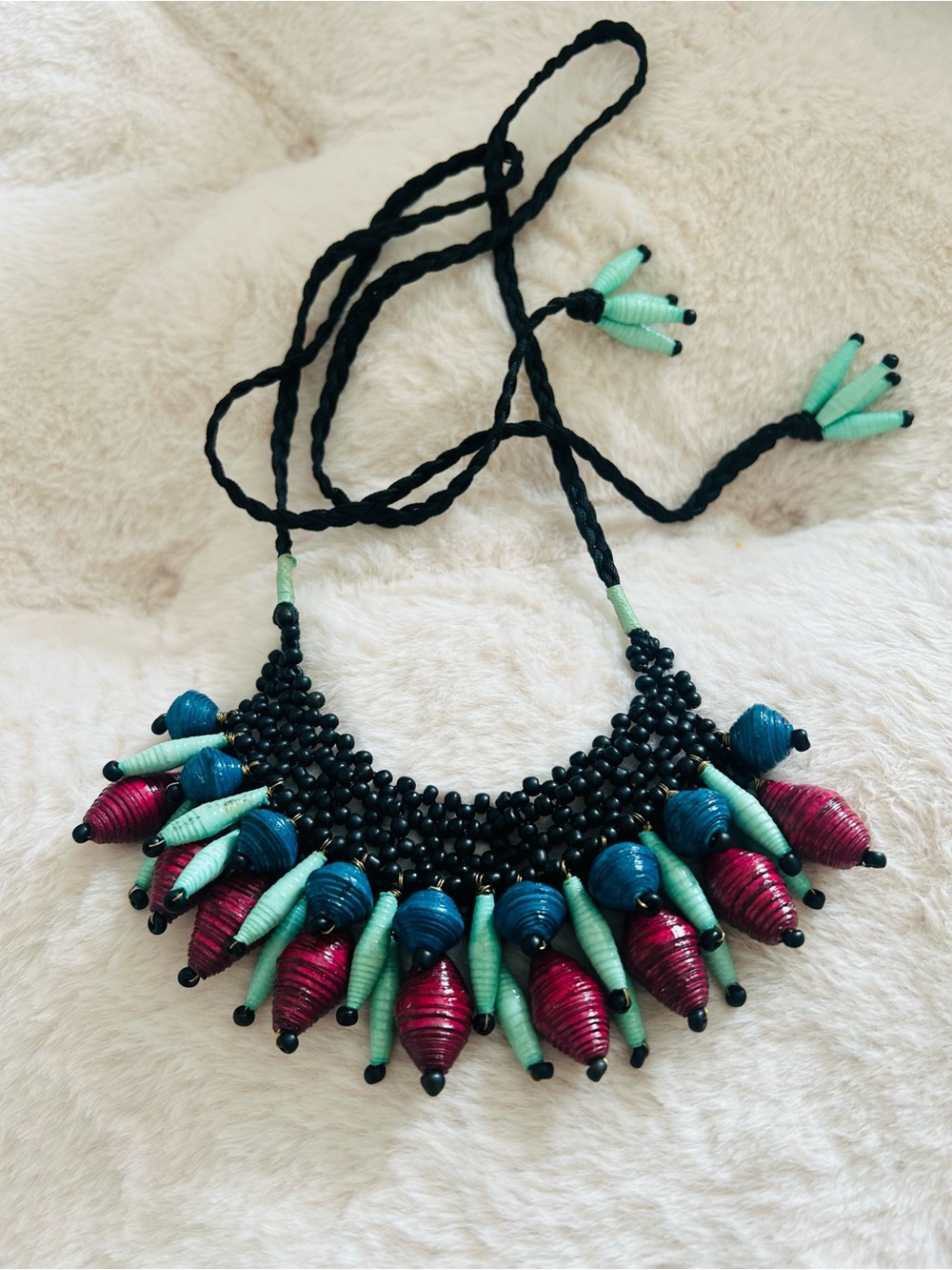 Noonday Collection Multicolor Bead Necklace - Pink, Teal & Blue